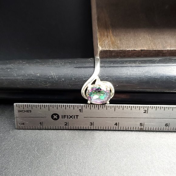 Size 8 Sterling Silver Mystic Oval Topaz And CZ Ring - Picture 7 of 8